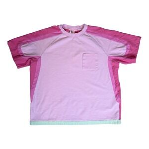 Bad Son Paint SPCTRM Engineering Pink Paneled Raglan Pocket T-Shirt Mens Large